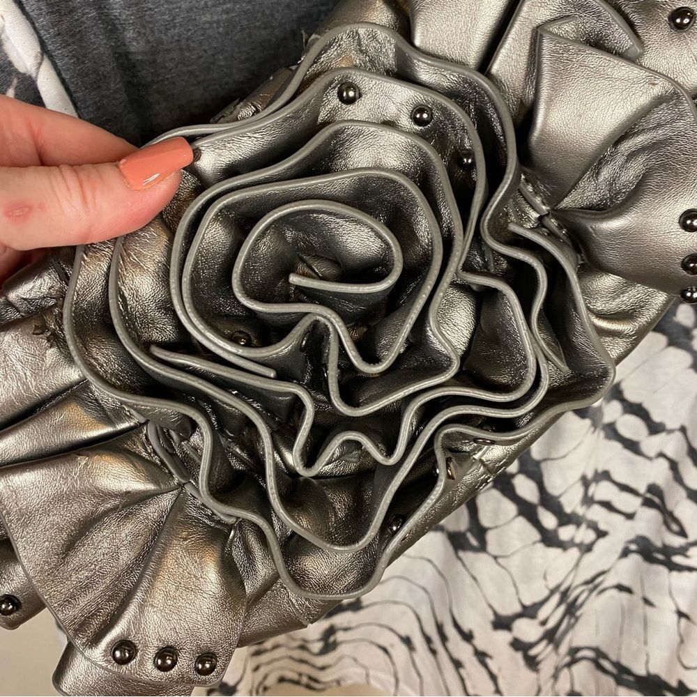 Metallic Silver Ruffled Shoulder Bag - Picture 8 of 10